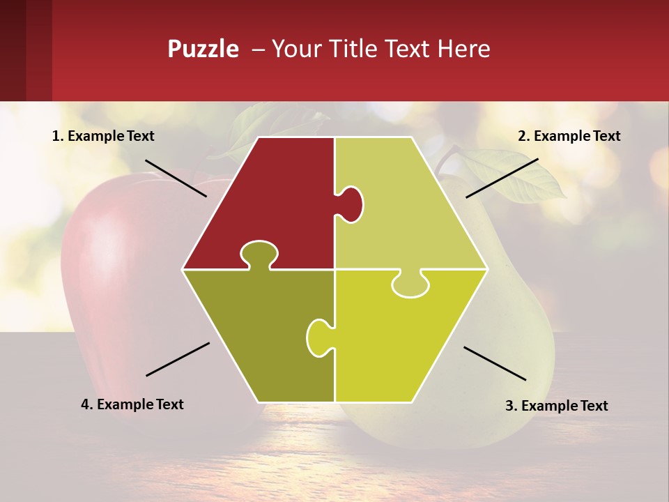 Two Apples And A Pear On A Wooden Table PowerPoint Template