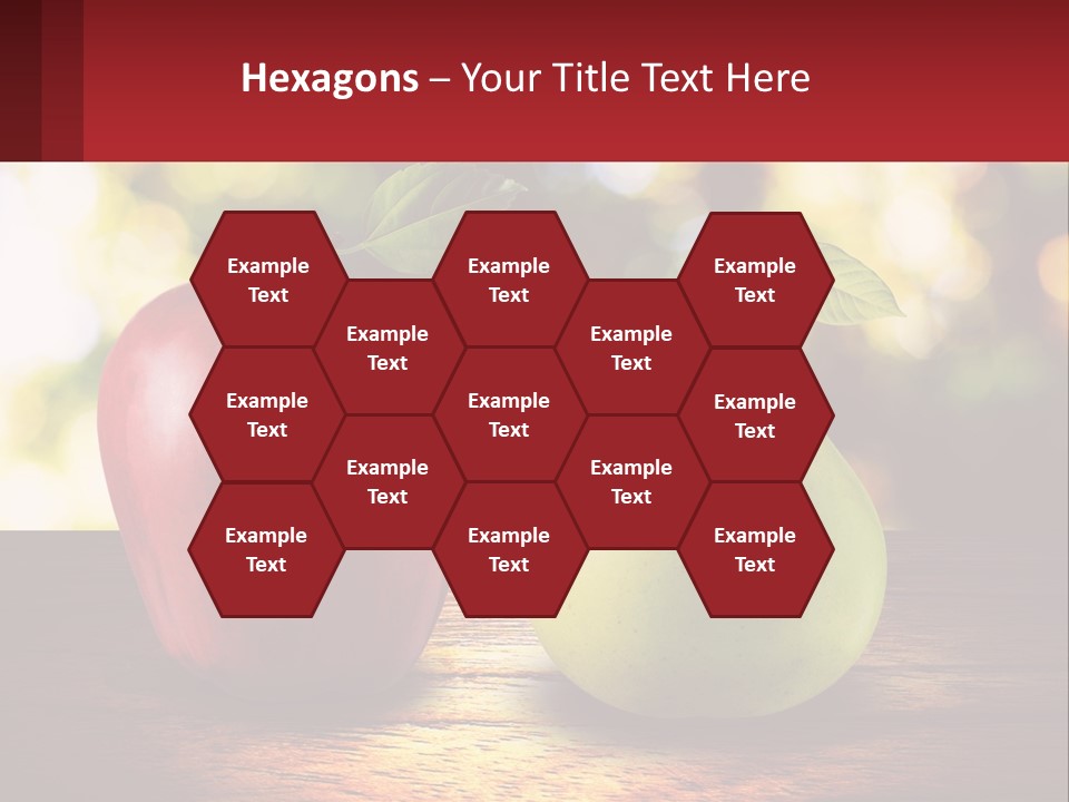 Two Apples And A Pear On A Wooden Table PowerPoint Template