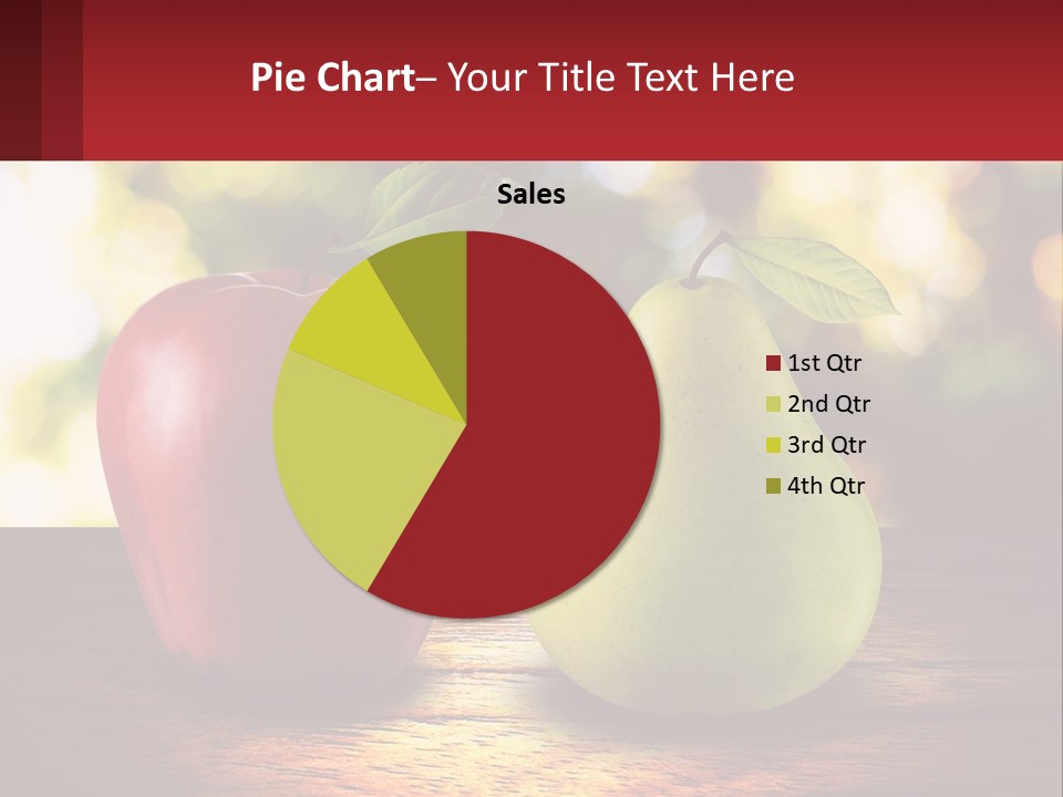 Two Apples And A Pear On A Wooden Table PowerPoint Template