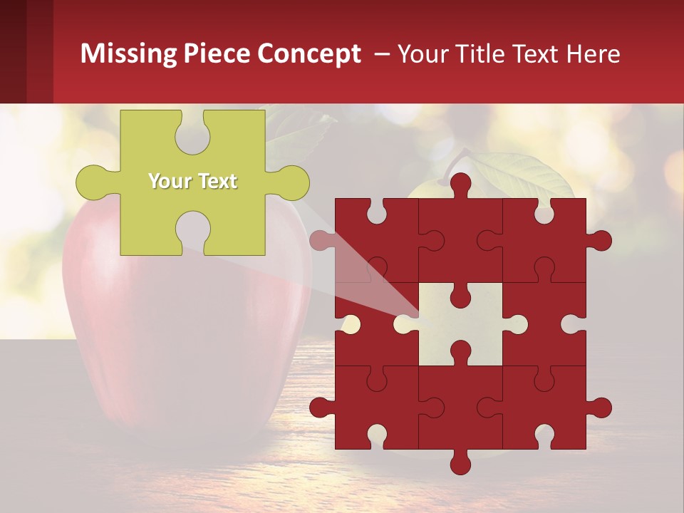 Two Apples And A Pear On A Wooden Table PowerPoint Template