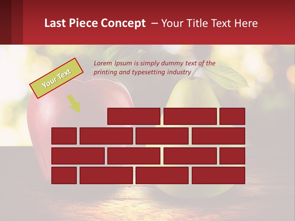 Two Apples And A Pear On A Wooden Table PowerPoint Template