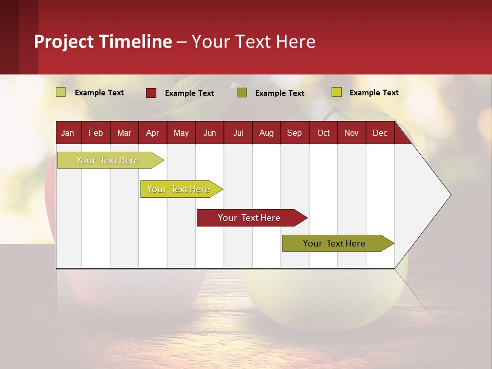 Two Apples And A Pear On A Wooden Table PowerPoint Template
