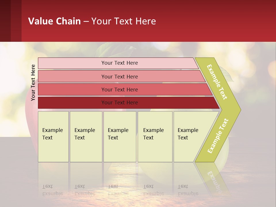 Two Apples And A Pear On A Wooden Table PowerPoint Template