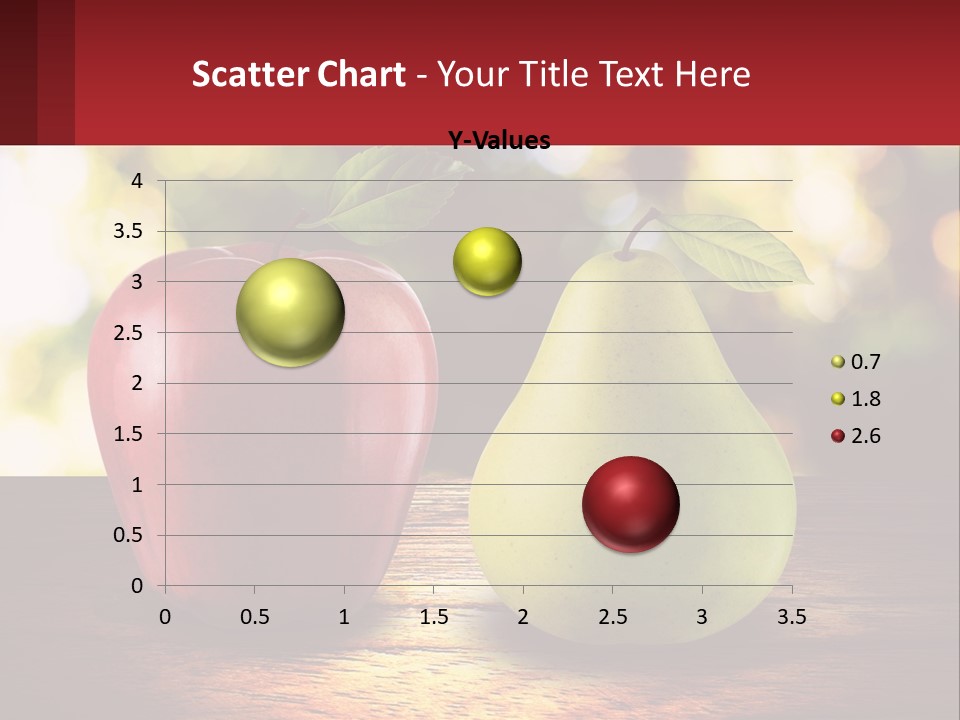 Two Apples And A Pear On A Wooden Table PowerPoint Template