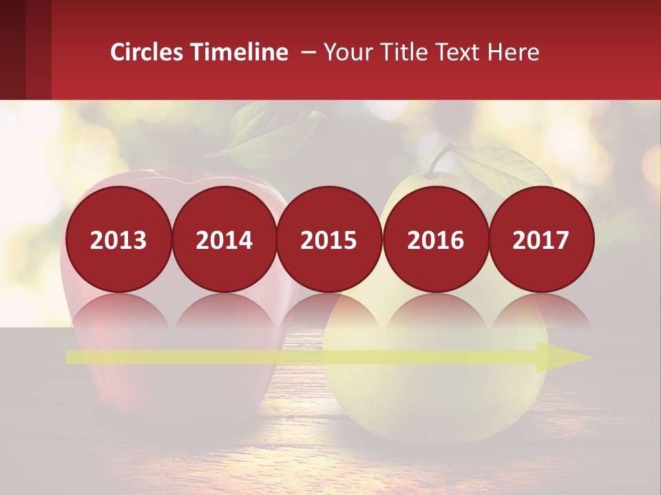 Two Apples And A Pear On A Wooden Table PowerPoint Template