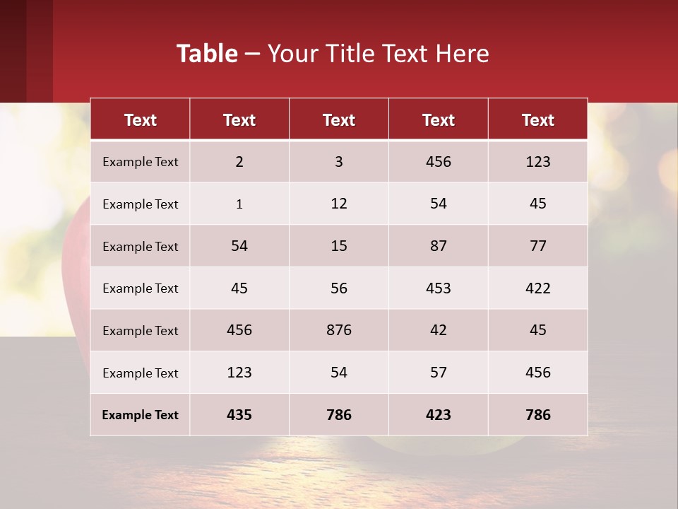 Two Apples And A Pear On A Wooden Table PowerPoint Template