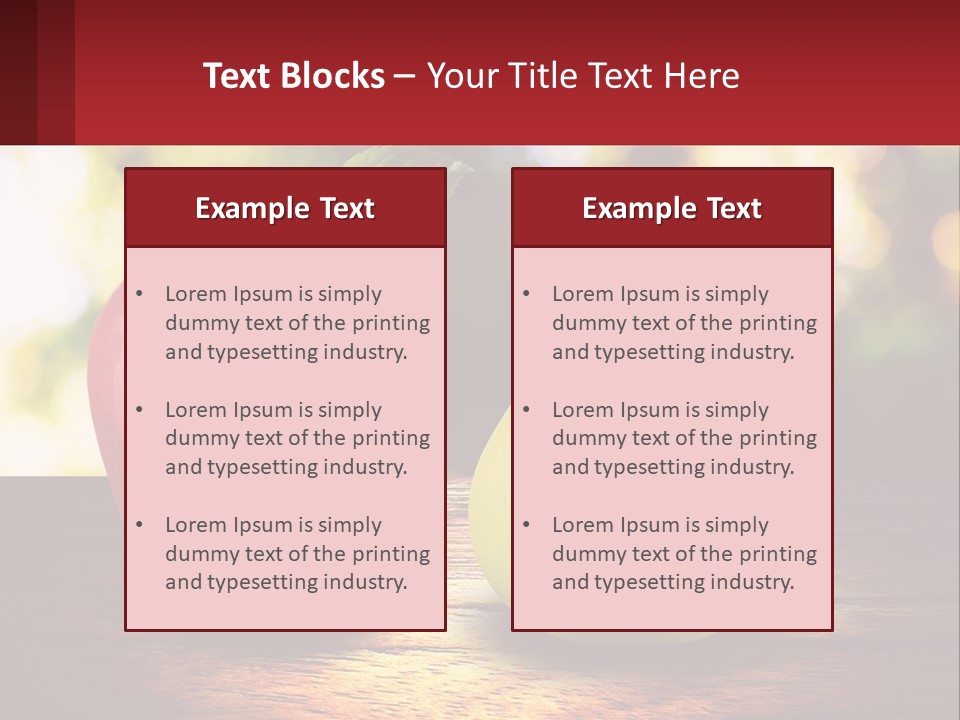 Two Apples And A Pear On A Wooden Table PowerPoint Template