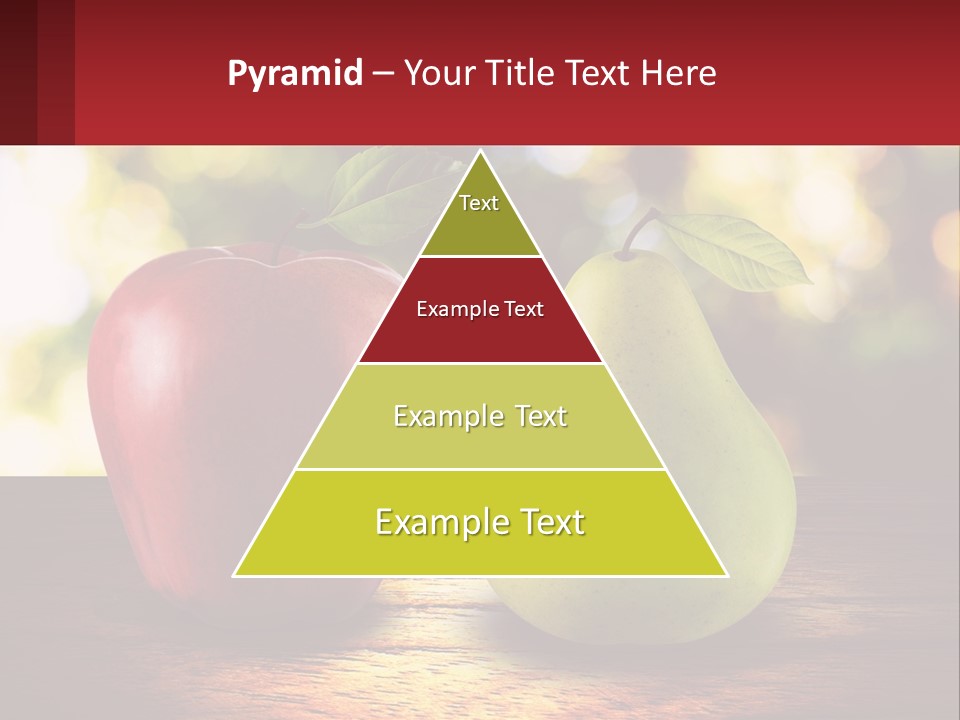 Two Apples And A Pear On A Wooden Table PowerPoint Template