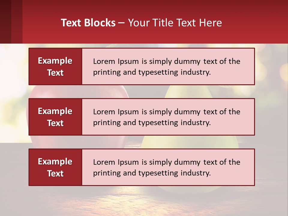 Two Apples And A Pear On A Wooden Table PowerPoint Template