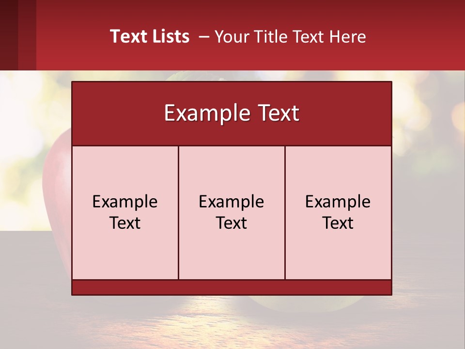 Two Apples And A Pear On A Wooden Table PowerPoint Template