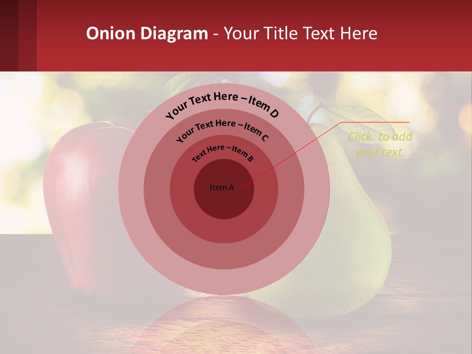 Two Apples And A Pear On A Wooden Table PowerPoint Template