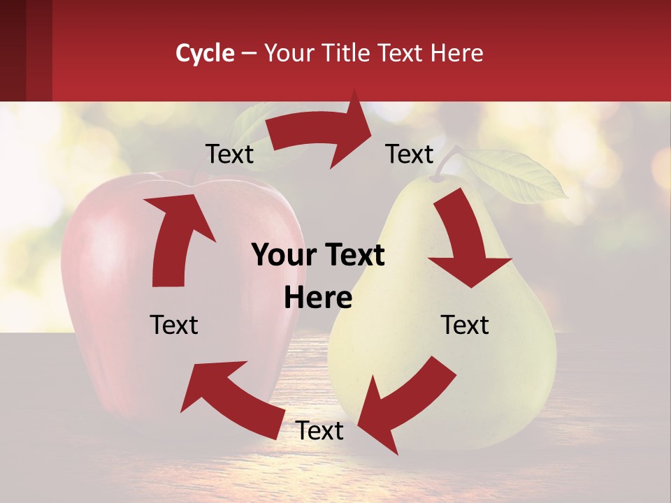 Two Apples And A Pear On A Wooden Table PowerPoint Template