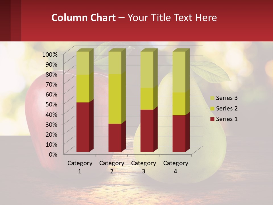 Two Apples And A Pear On A Wooden Table PowerPoint Template