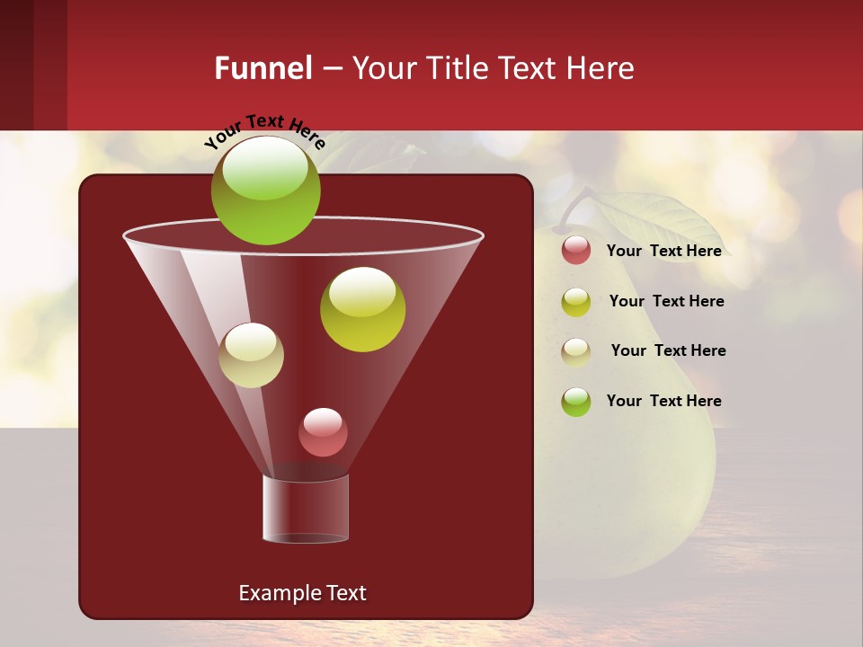 Two Apples And A Pear On A Wooden Table PowerPoint Template