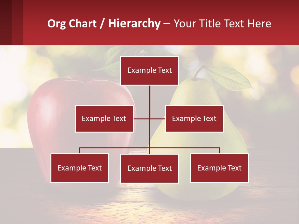 Two Apples And A Pear On A Wooden Table PowerPoint Template