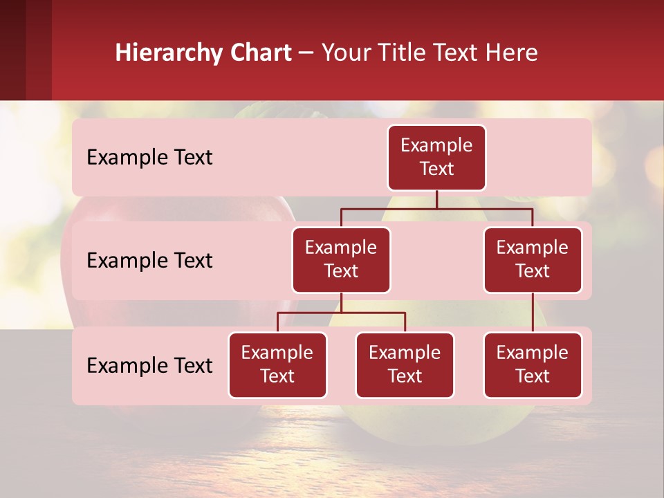 Two Apples And A Pear On A Wooden Table PowerPoint Template