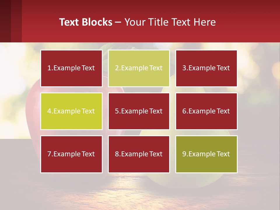 Two Apples And A Pear On A Wooden Table PowerPoint Template