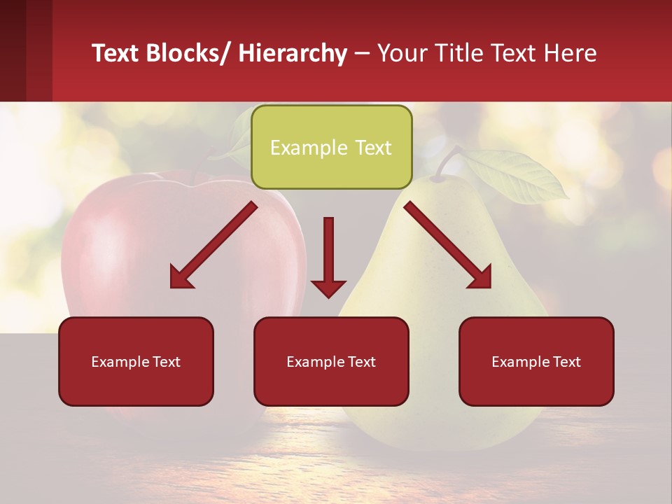 Two Apples And A Pear On A Wooden Table PowerPoint Template
