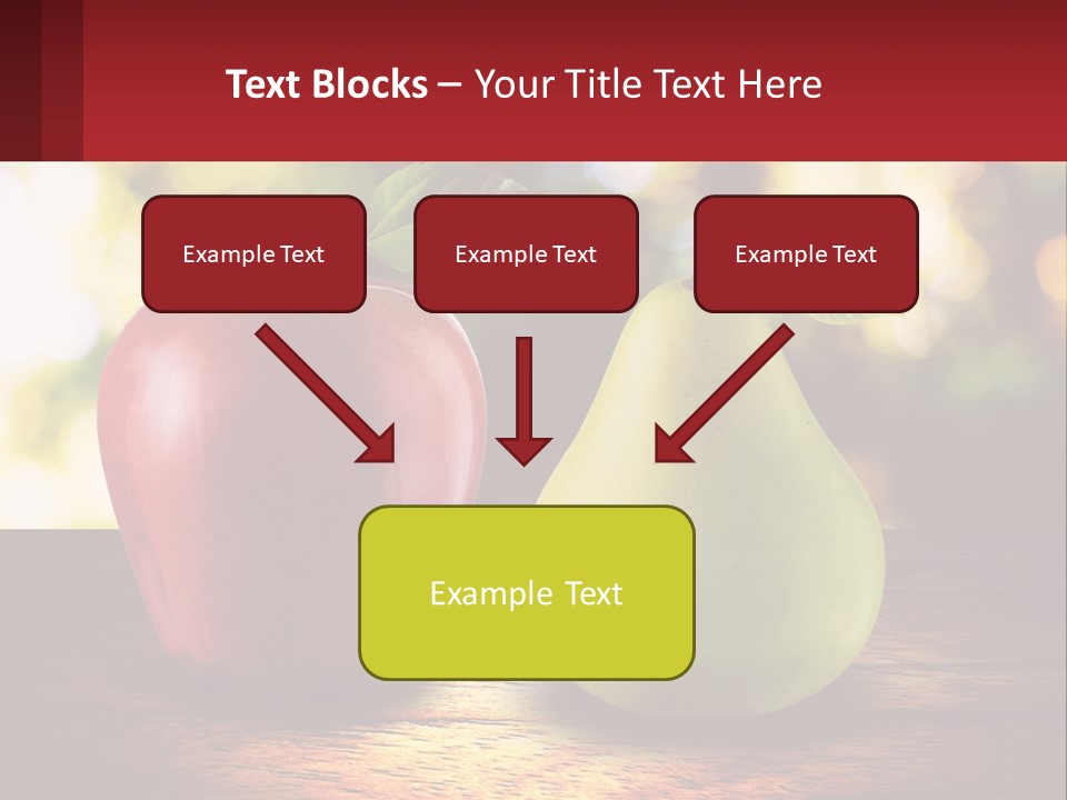 Two Apples And A Pear On A Wooden Table PowerPoint Template