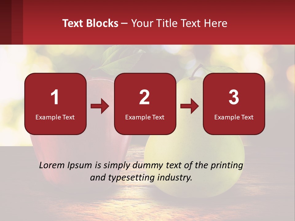 Two Apples And A Pear On A Wooden Table PowerPoint Template