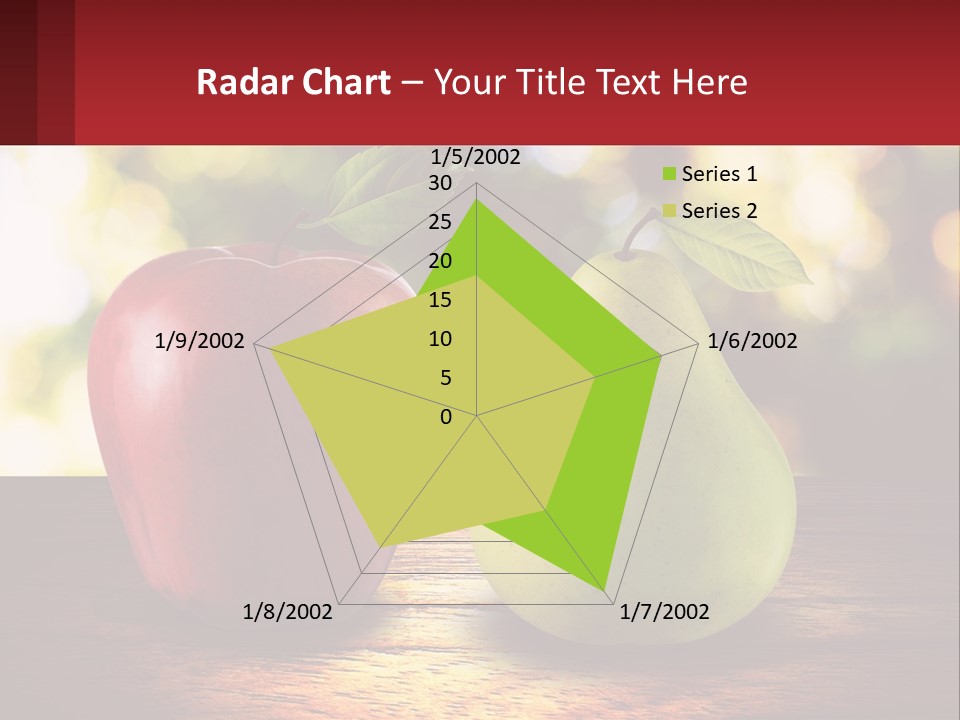 Two Apples And A Pear On A Wooden Table PowerPoint Template