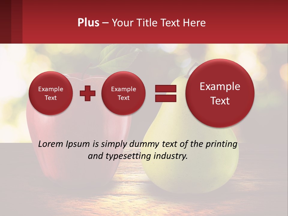 Two Apples And A Pear On A Wooden Table PowerPoint Template