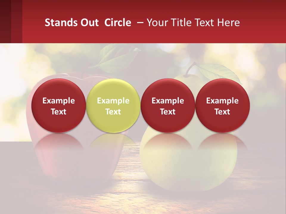 Two Apples And A Pear On A Wooden Table PowerPoint Template