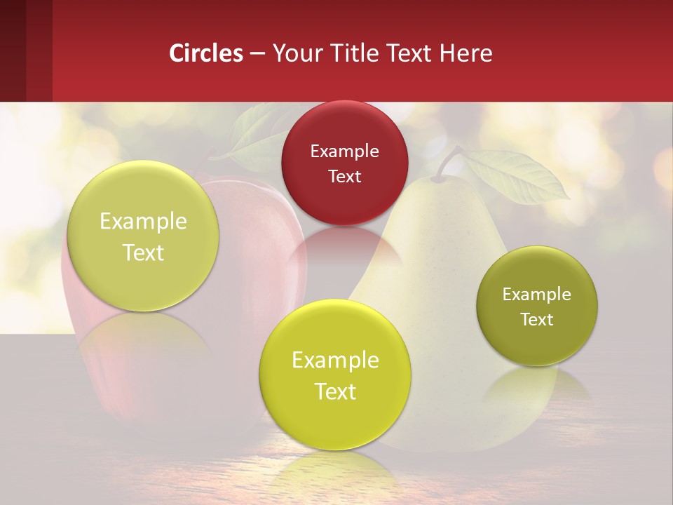 Two Apples And A Pear On A Wooden Table PowerPoint Template