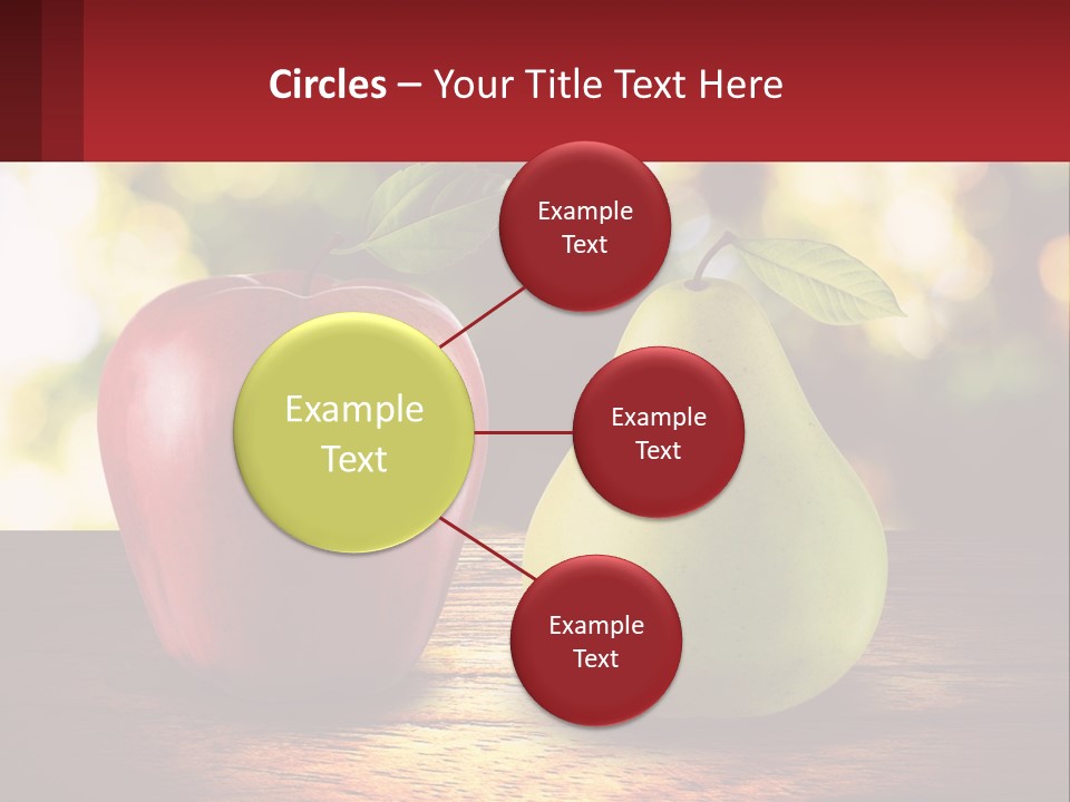 Two Apples And A Pear On A Wooden Table PowerPoint Template