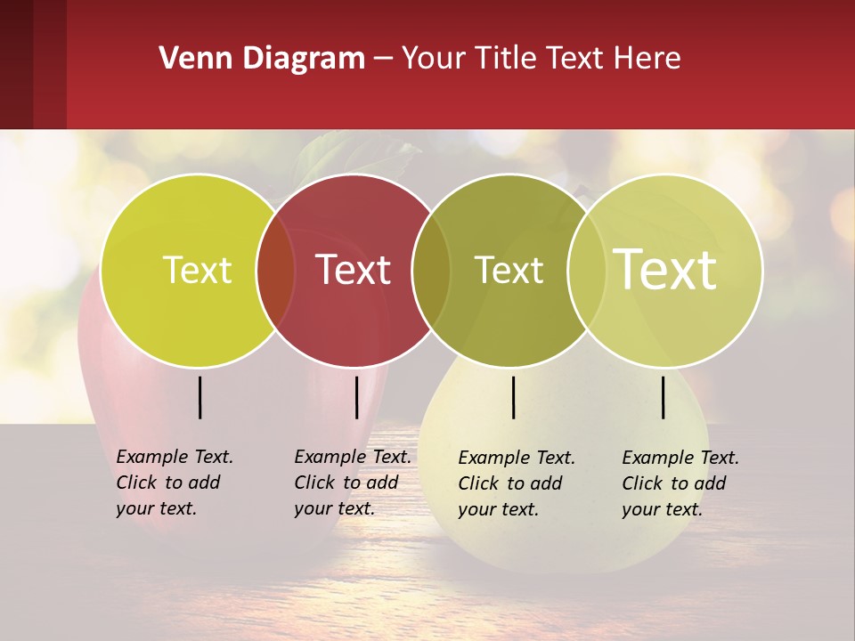 Two Apples And A Pear On A Wooden Table PowerPoint Template