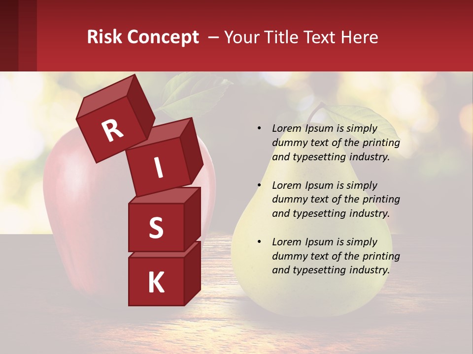 Two Apples And A Pear On A Wooden Table PowerPoint Template