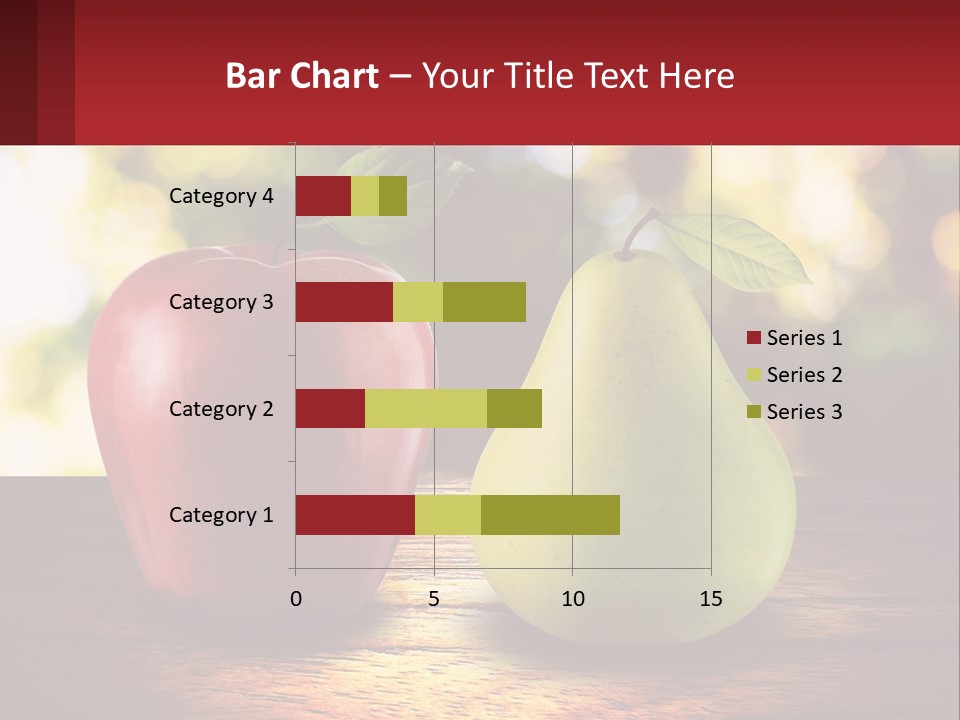 Two Apples And A Pear On A Wooden Table PowerPoint Template