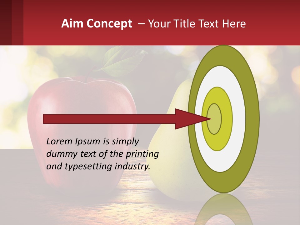 Two Apples And A Pear On A Wooden Table PowerPoint Template