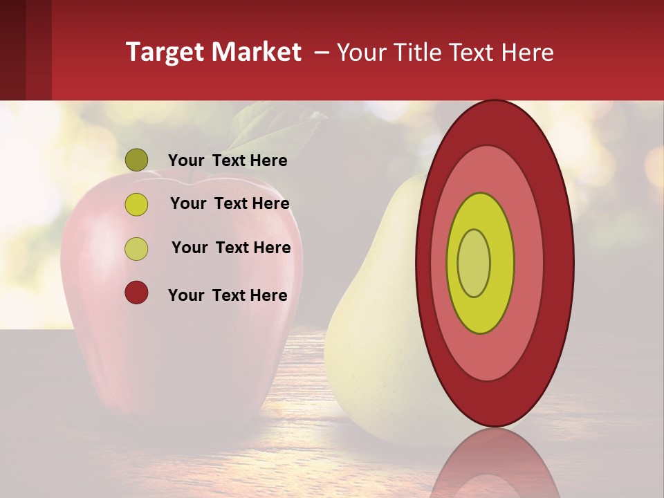 Two Apples And A Pear On A Wooden Table PowerPoint Template