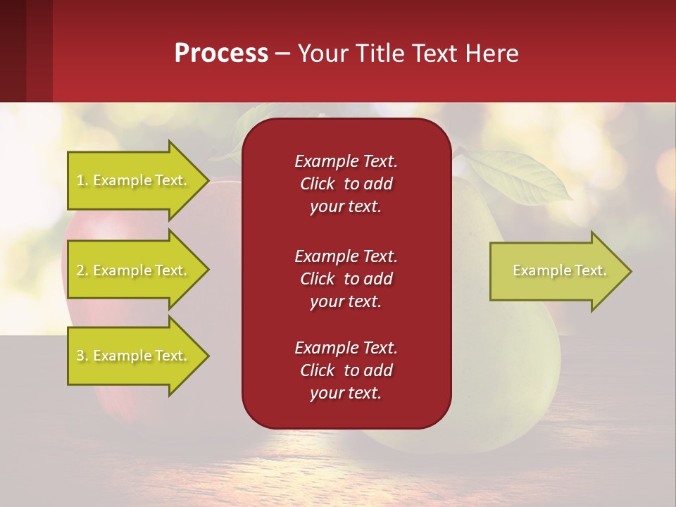 Two Apples And A Pear On A Wooden Table PowerPoint Template
