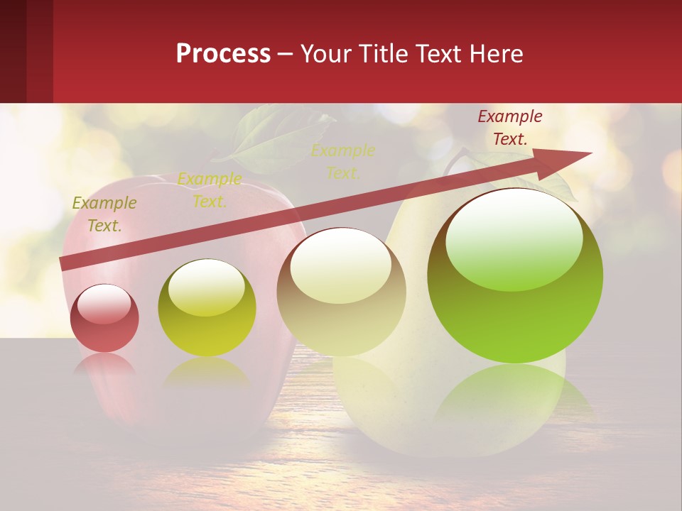 Two Apples And A Pear On A Wooden Table PowerPoint Template