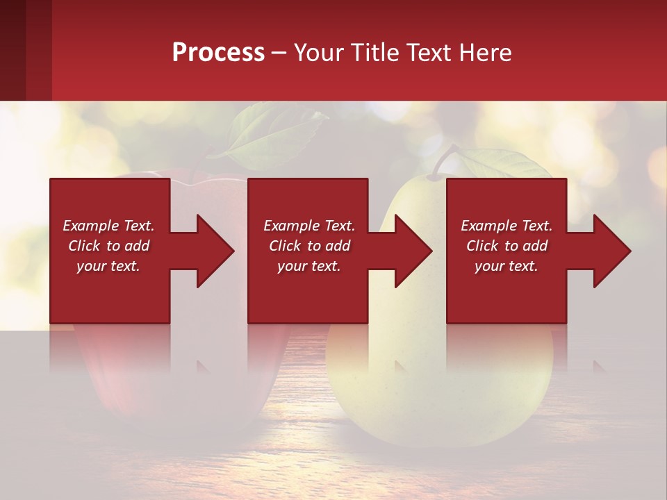 Two Apples And A Pear On A Wooden Table PowerPoint Template