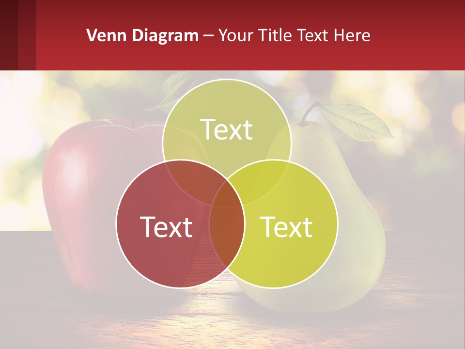 Two Apples And A Pear On A Wooden Table PowerPoint Template