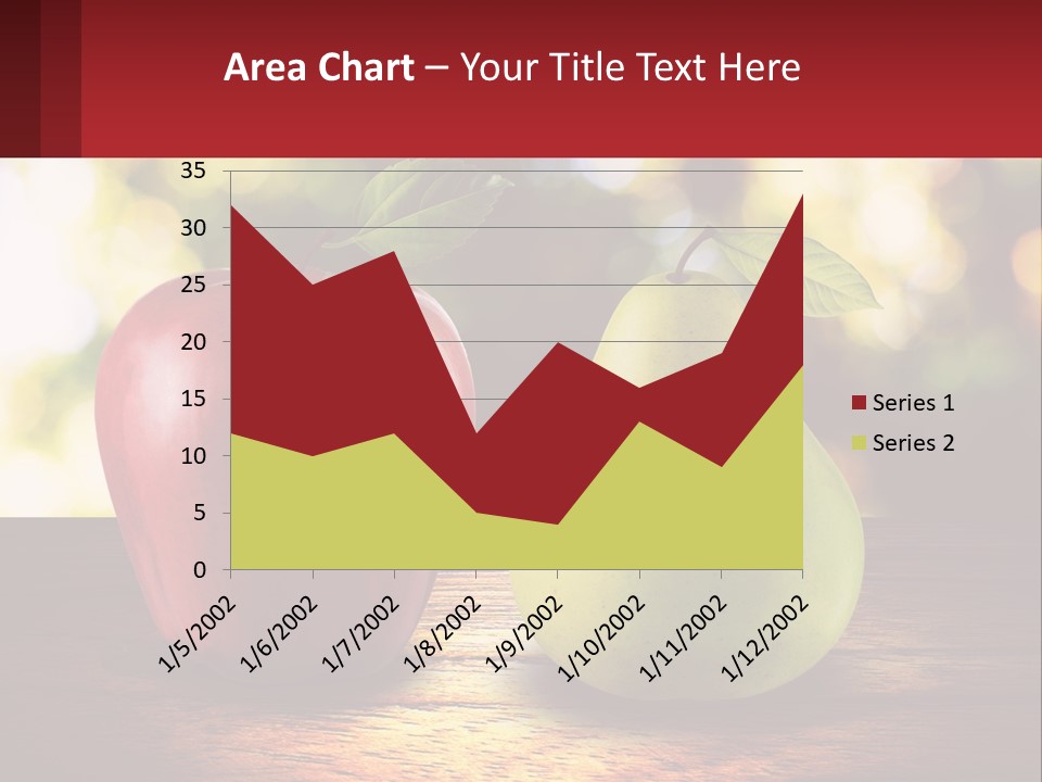 Two Apples And A Pear On A Wooden Table PowerPoint Template