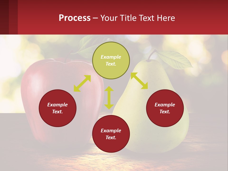 Two Apples And A Pear On A Wooden Table PowerPoint Template