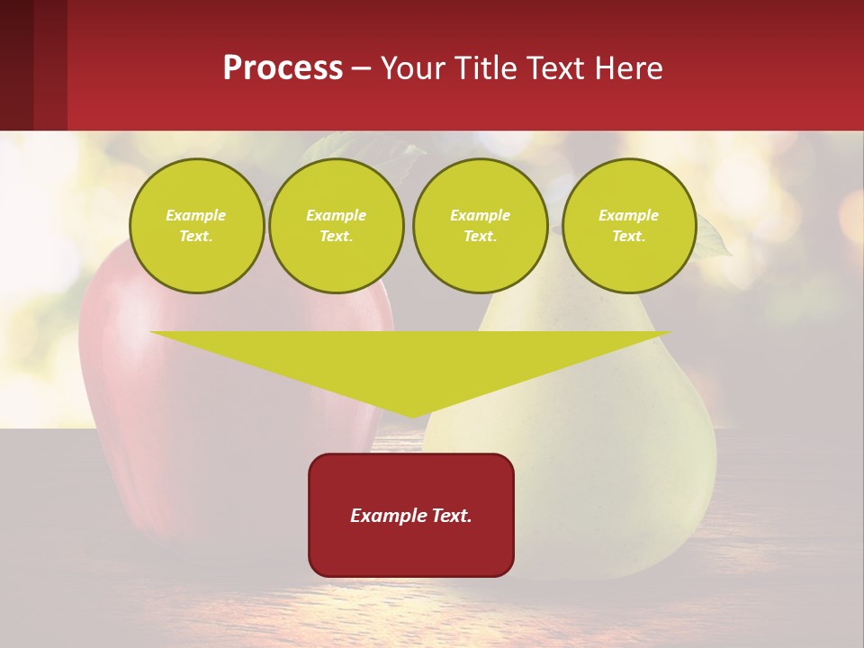 Two Apples And A Pear On A Wooden Table PowerPoint Template