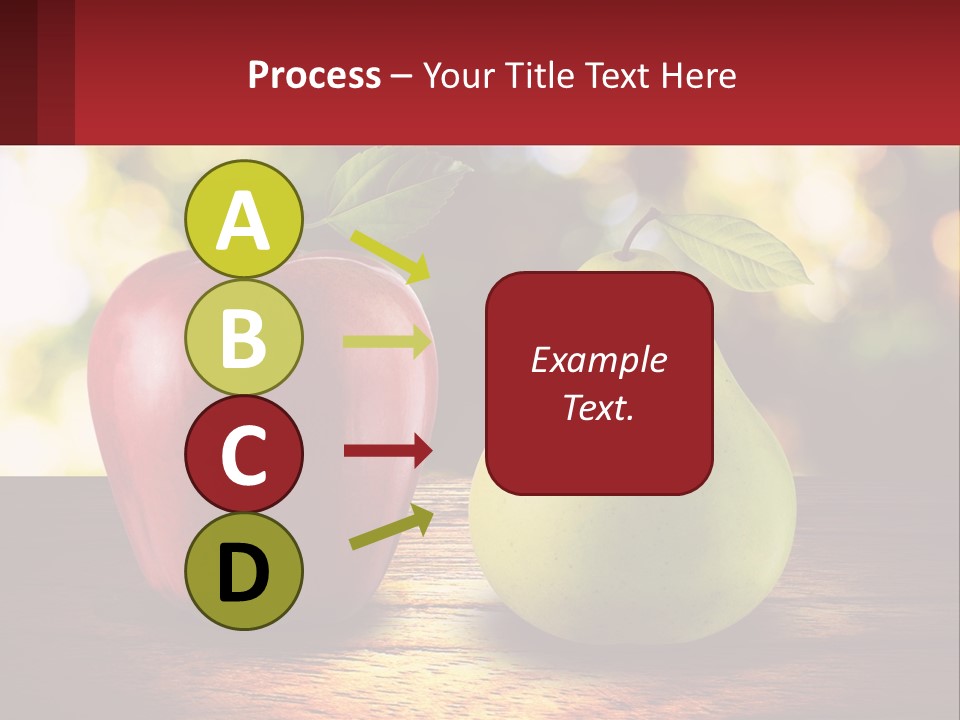 Two Apples And A Pear On A Wooden Table PowerPoint Template