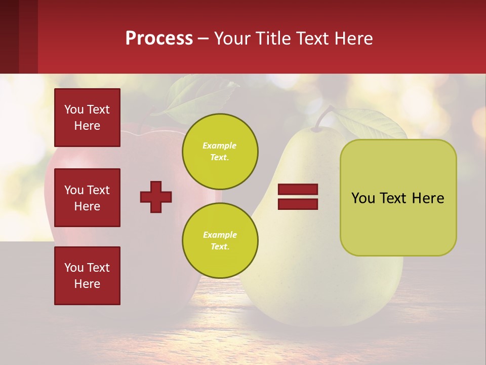 Two Apples And A Pear On A Wooden Table PowerPoint Template