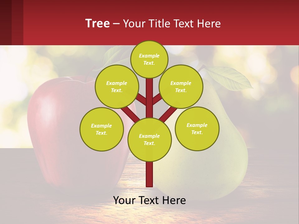 Two Apples And A Pear On A Wooden Table PowerPoint Template