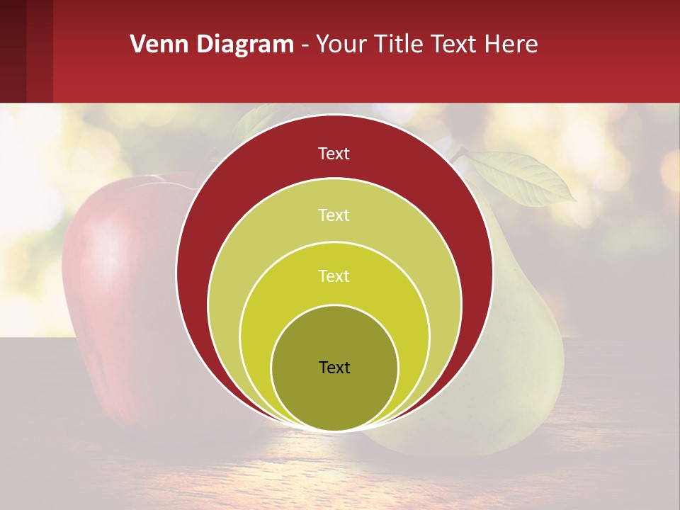 Two Apples And A Pear On A Wooden Table PowerPoint Template