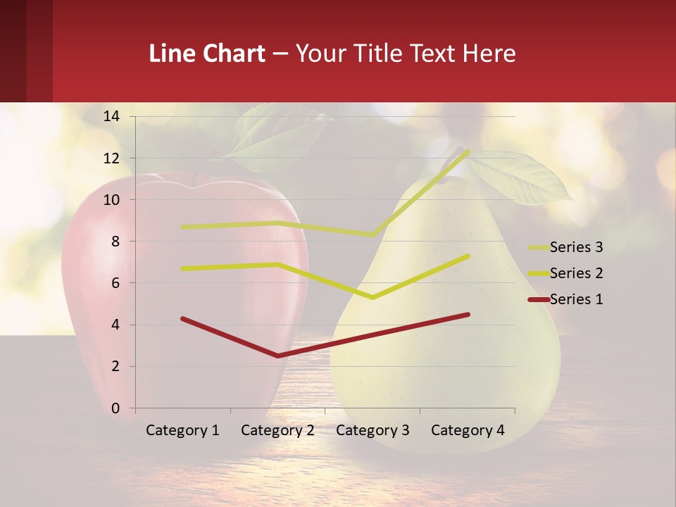 Two Apples And A Pear On A Wooden Table PowerPoint Template