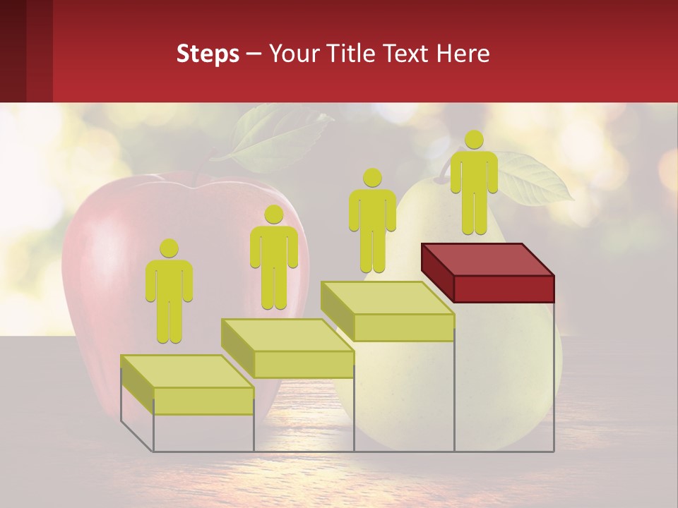 Two Apples And A Pear On A Wooden Table PowerPoint Template