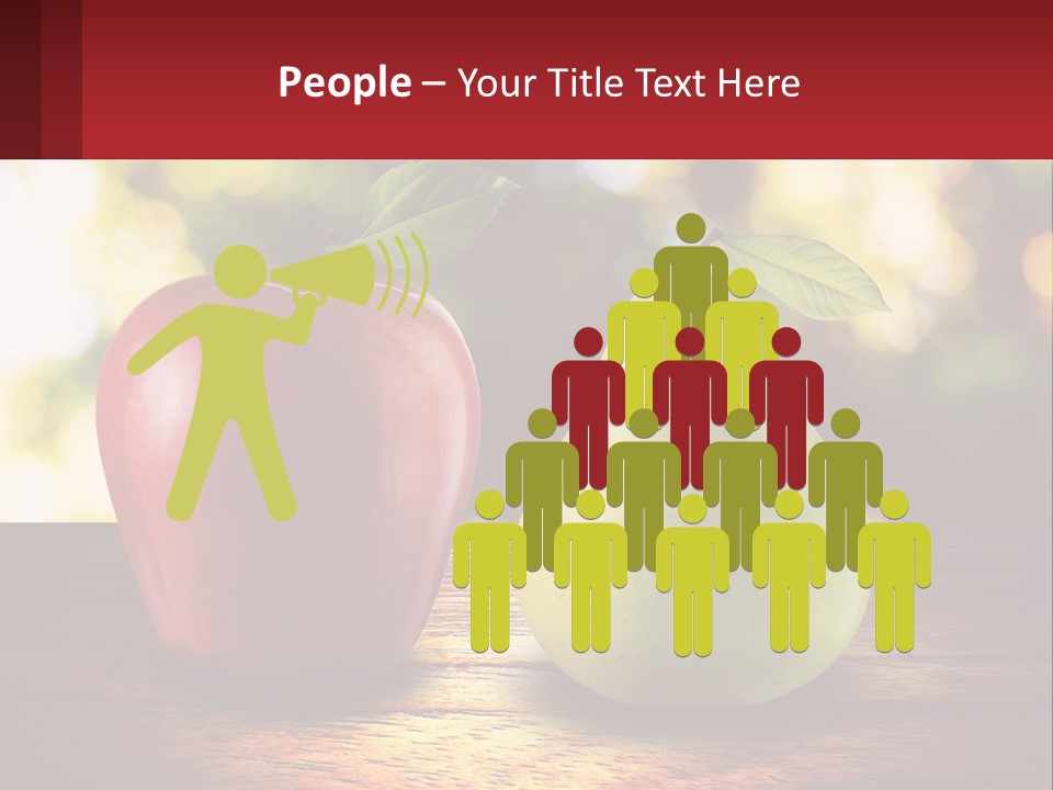 Two Apples And A Pear On A Wooden Table PowerPoint Template