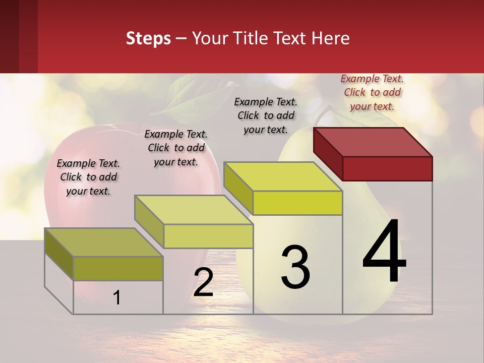 Two Apples And A Pear On A Wooden Table PowerPoint Template