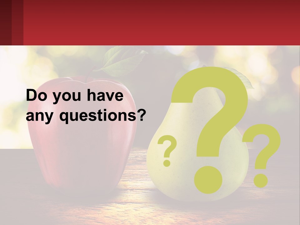 Two Apples And A Pear On A Wooden Table PowerPoint Template